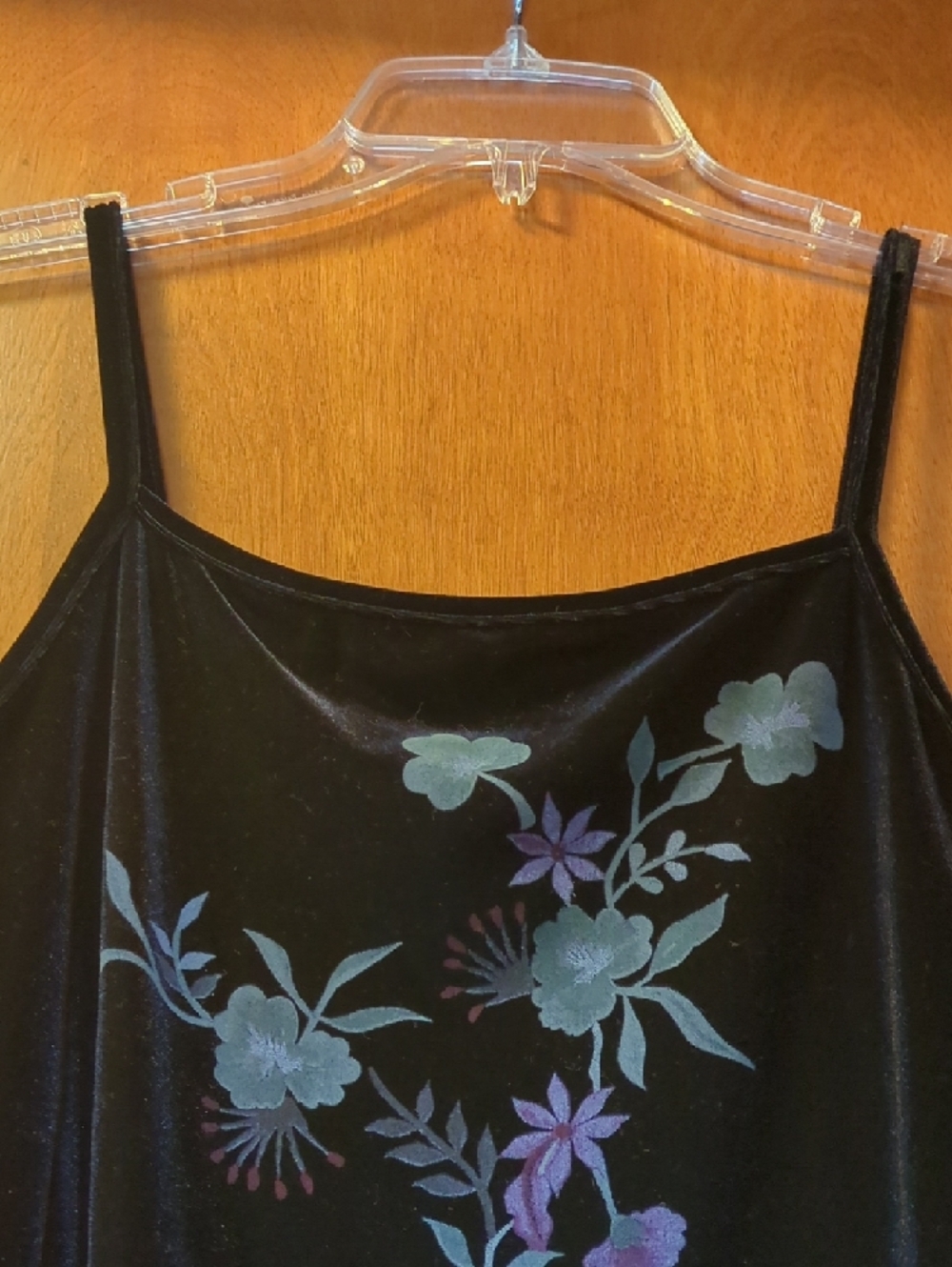 Black Floral Midi Slip Dress with Spaghetti Straps - Picture 4 of 7